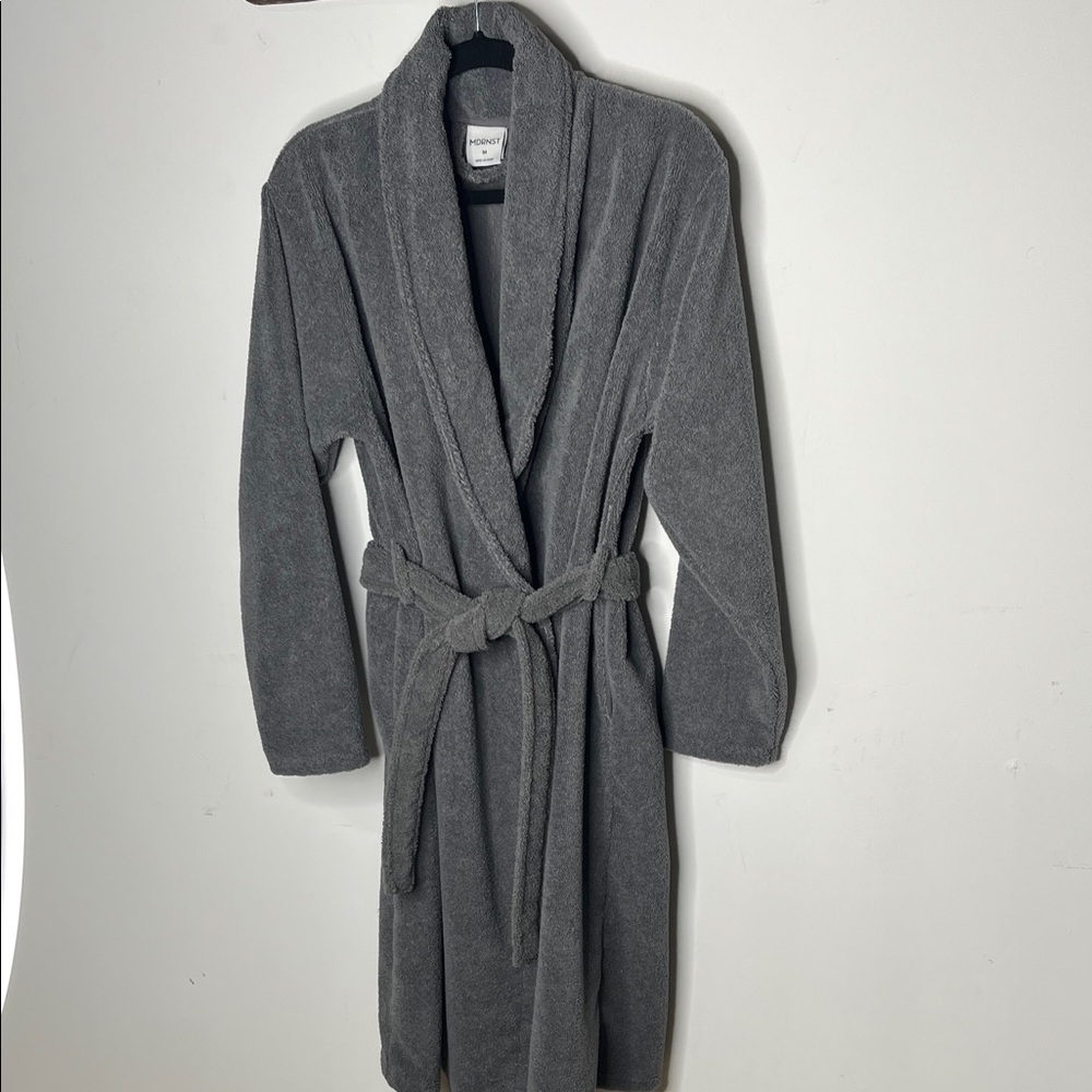MDRNST Terrycloth Heavy Bath Robe Size Medium side pockets Deep Grey